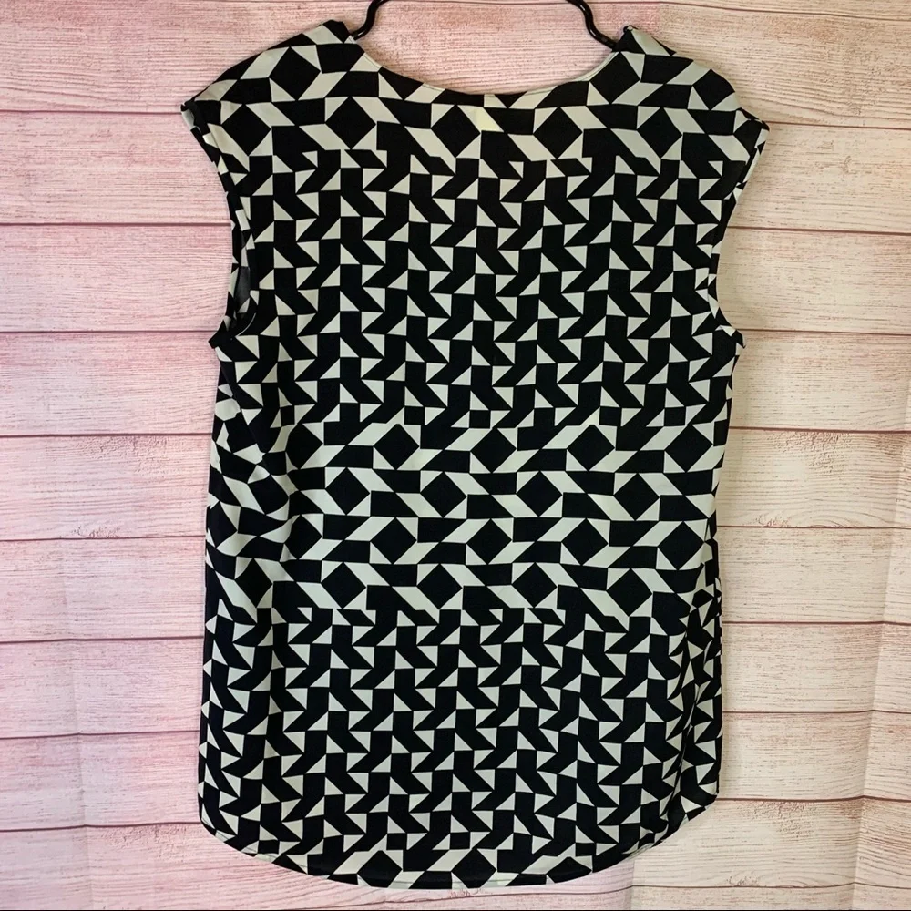 J.Crew Black White Printed Blouse‎ Size 8